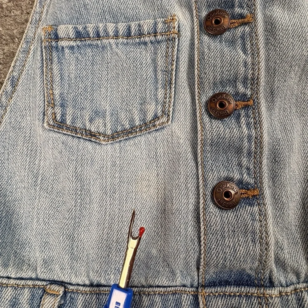 Y2K Oshkosh B'gosh Denim Overalls Girls 14 Button Front‎ Distressed Country Farm